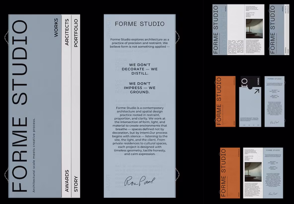 Editorial brand identity design with minimal typography clean print design for startups by Design Policy