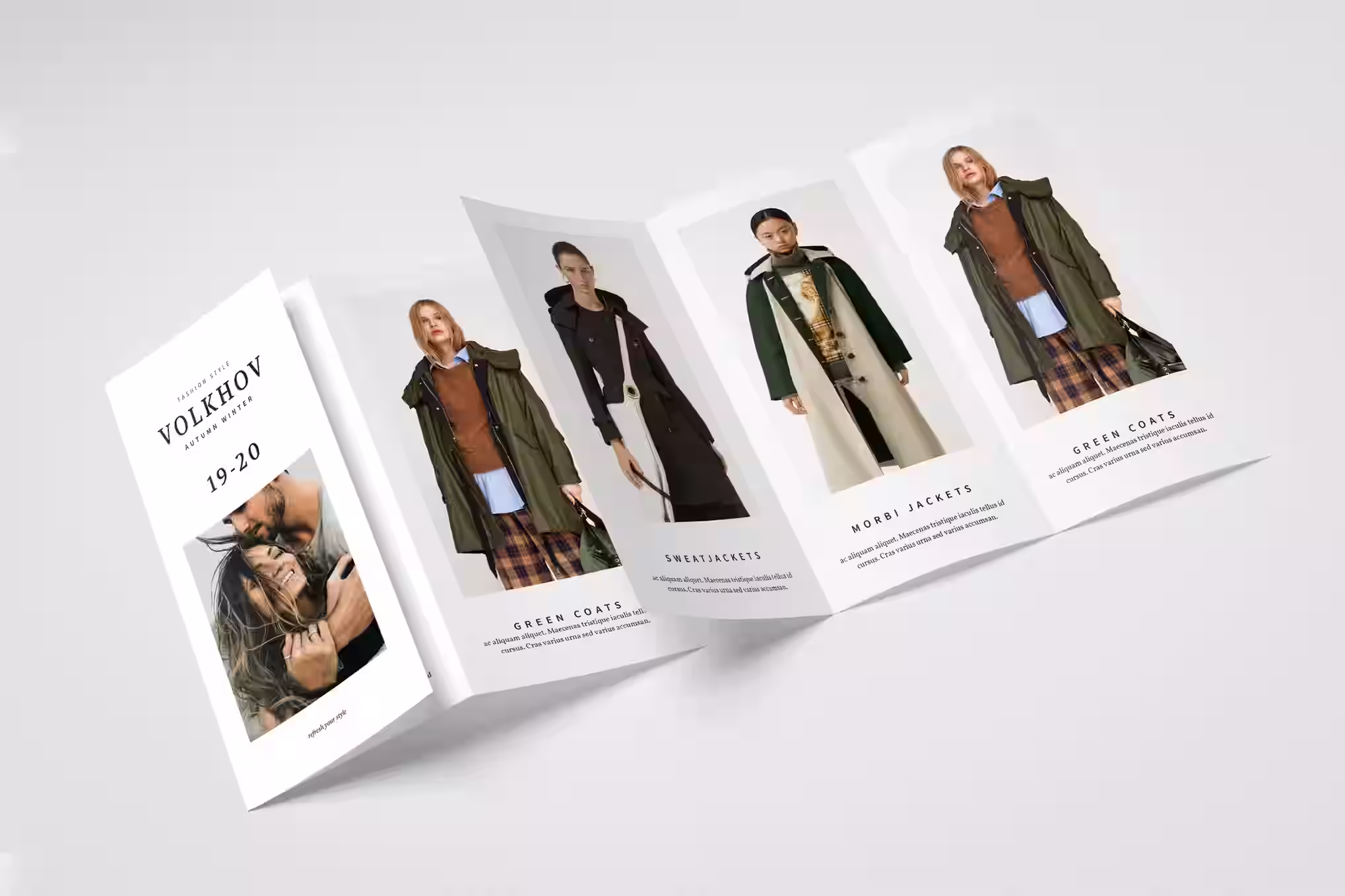 Fashion branding brochure design minimal foldout layout for startups and creative businesses by Design Policy