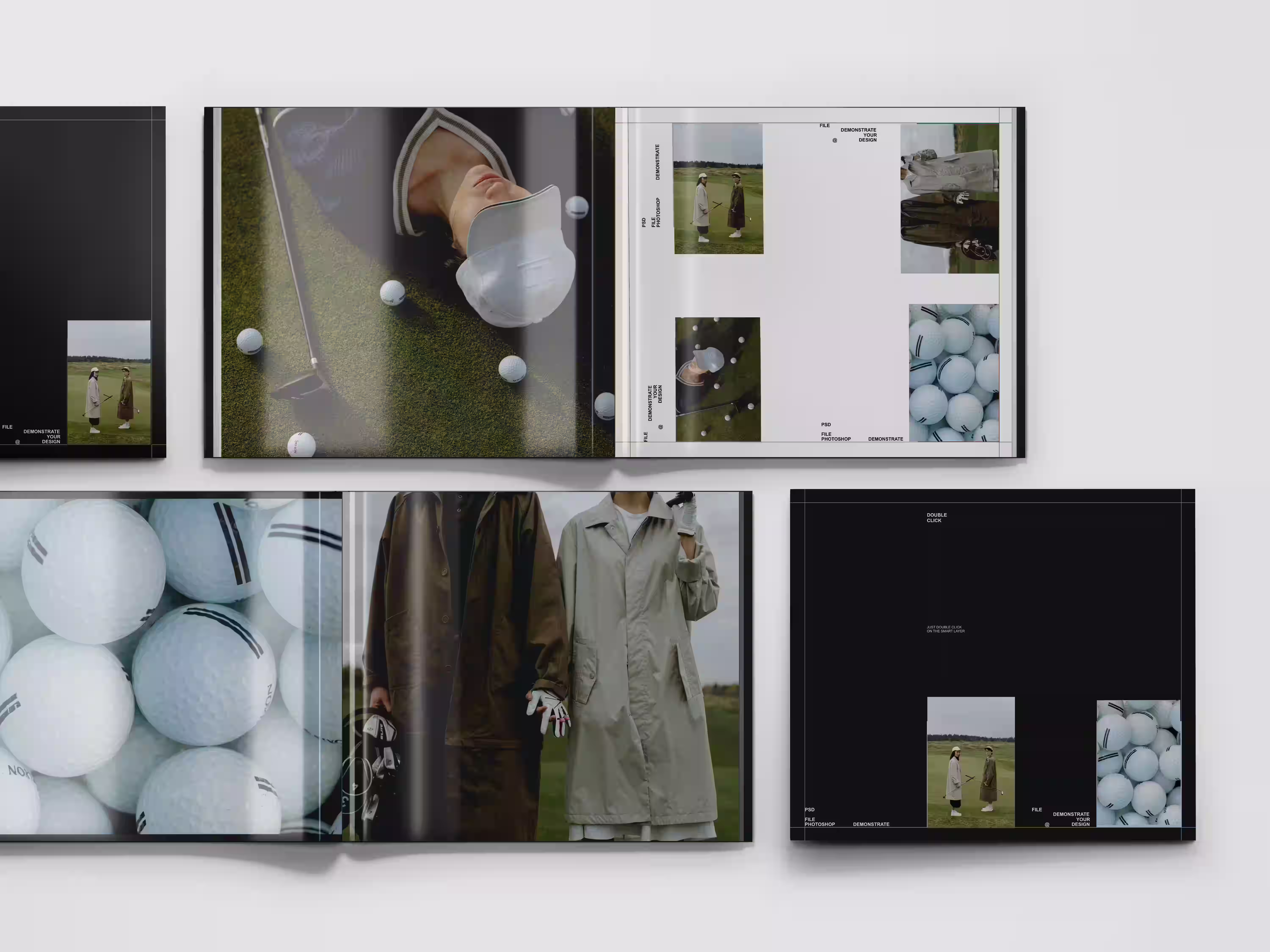 Book layout design with photography and minimal grid editorial branding for creative startups by Design Policy