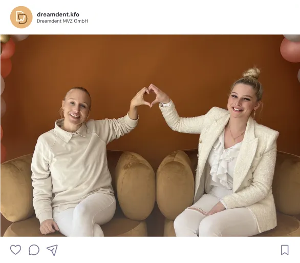 instagram post, 2 women showing heart