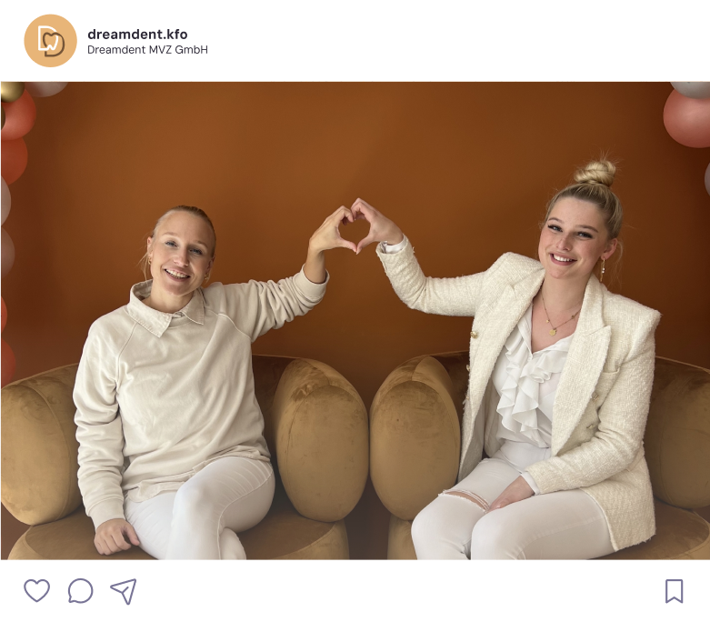 instagram post, 2 women showing heart