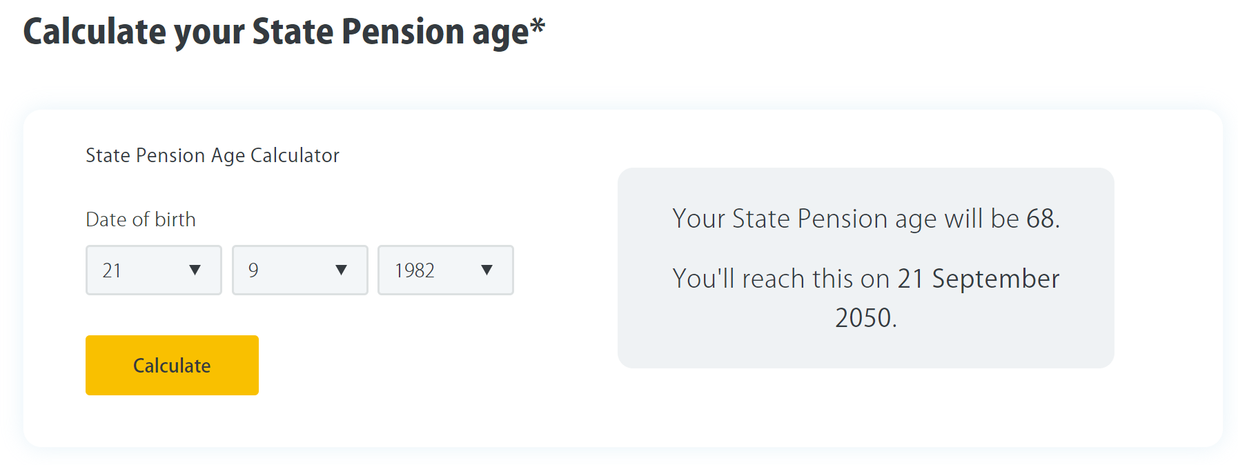 State Pension Age Calculator