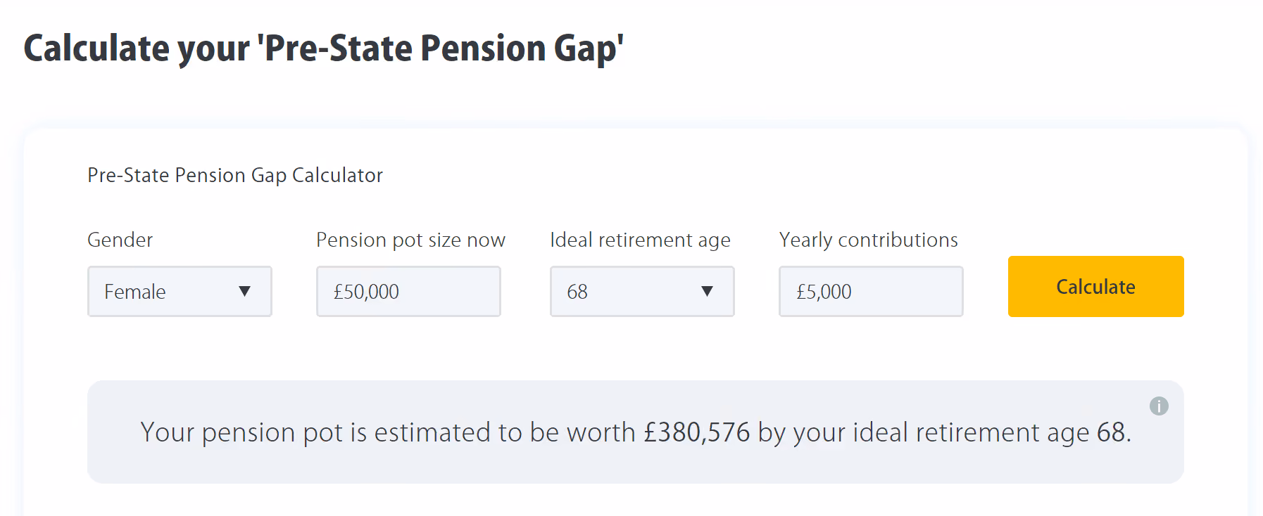 Pre-State Pension Gap Calculator