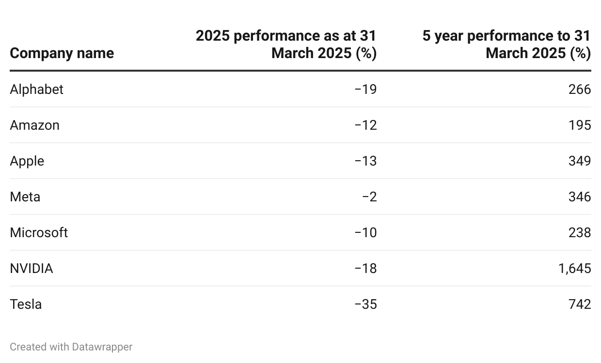Mag 7 performance over time
