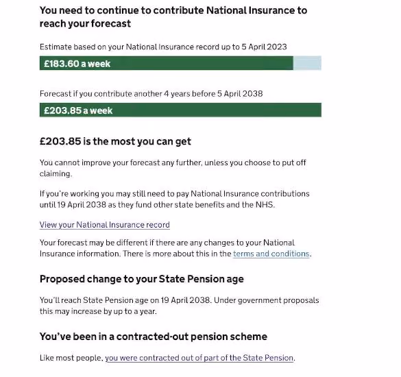 State Pension forecast image 6