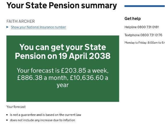 State Pension forecast image 5