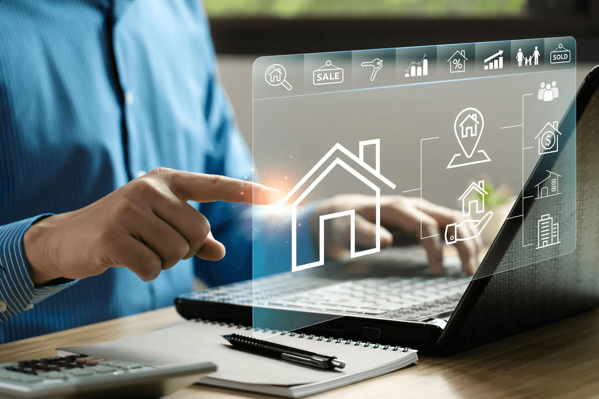 Man using laptop for real estate - Commercial Real Estate Due Diligence