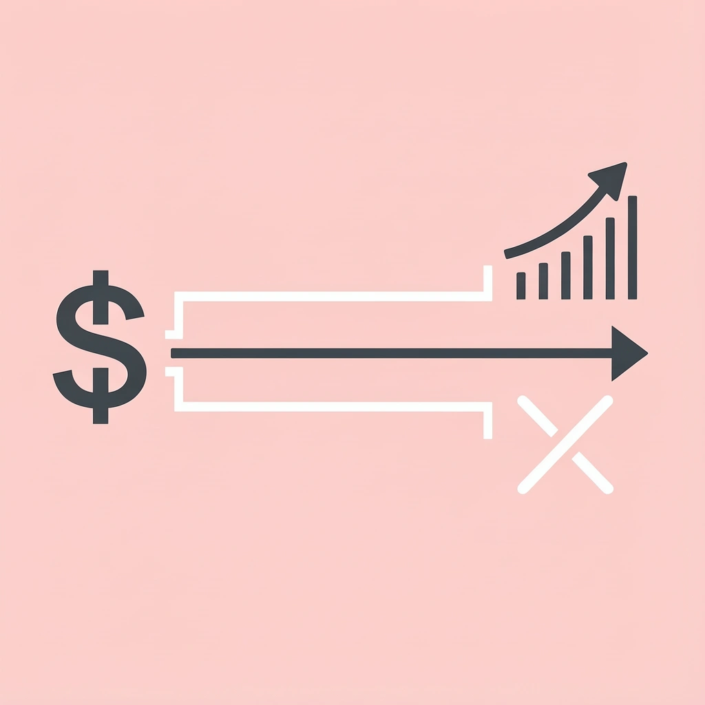Single investment path splitting into two routes representing different investment strategies