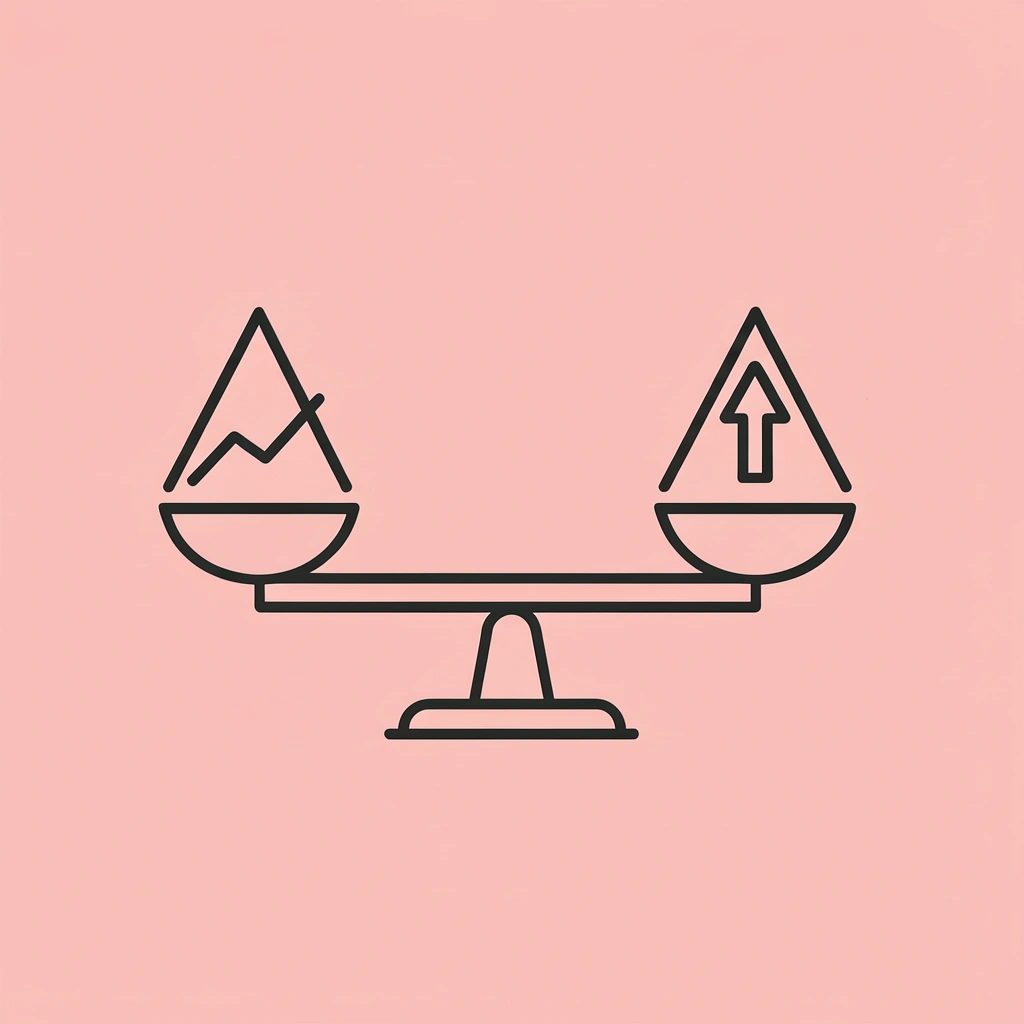 Balance scale showing difference between projected and actual internal rate of return