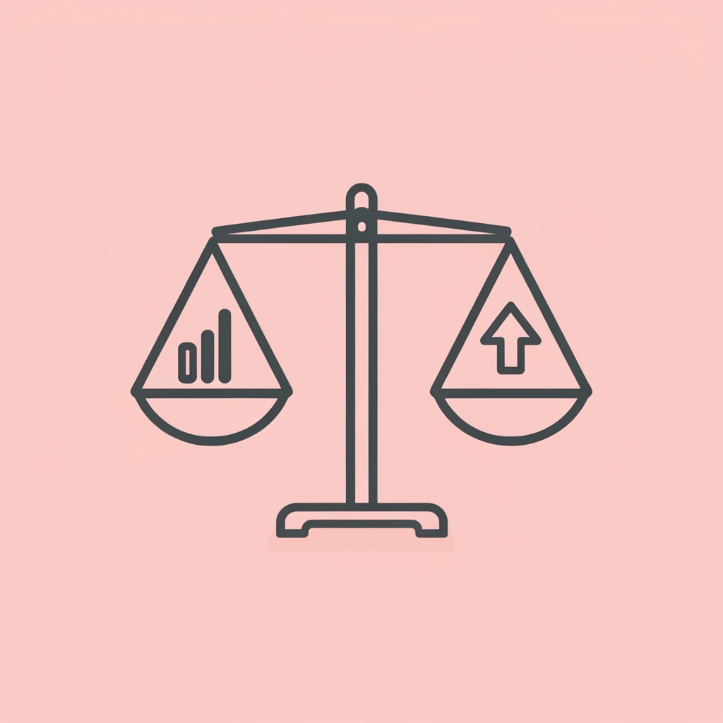 Balance scale showing quick 30% IRR investment on one side and long-term steady investment on the other