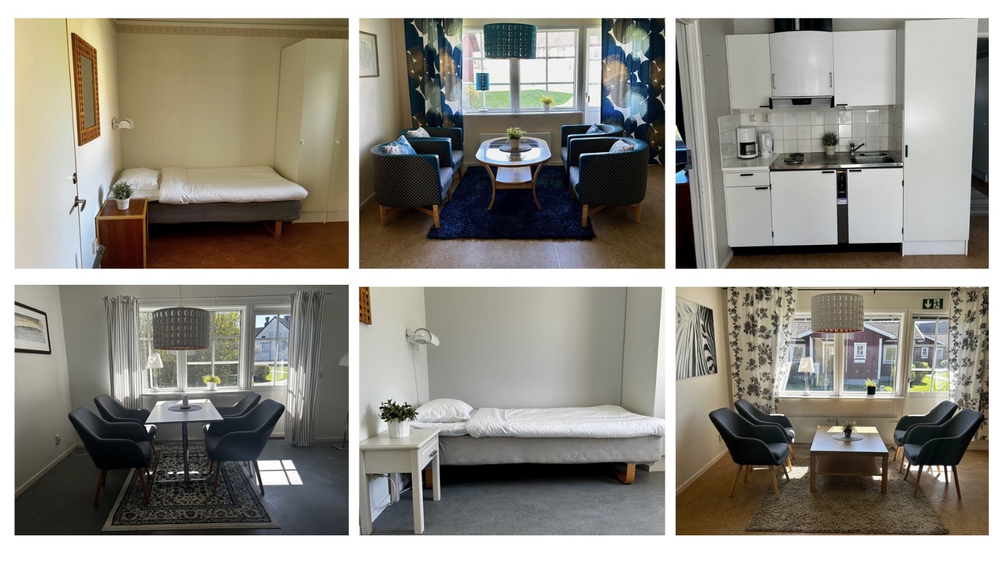 collage av bilder inomhus