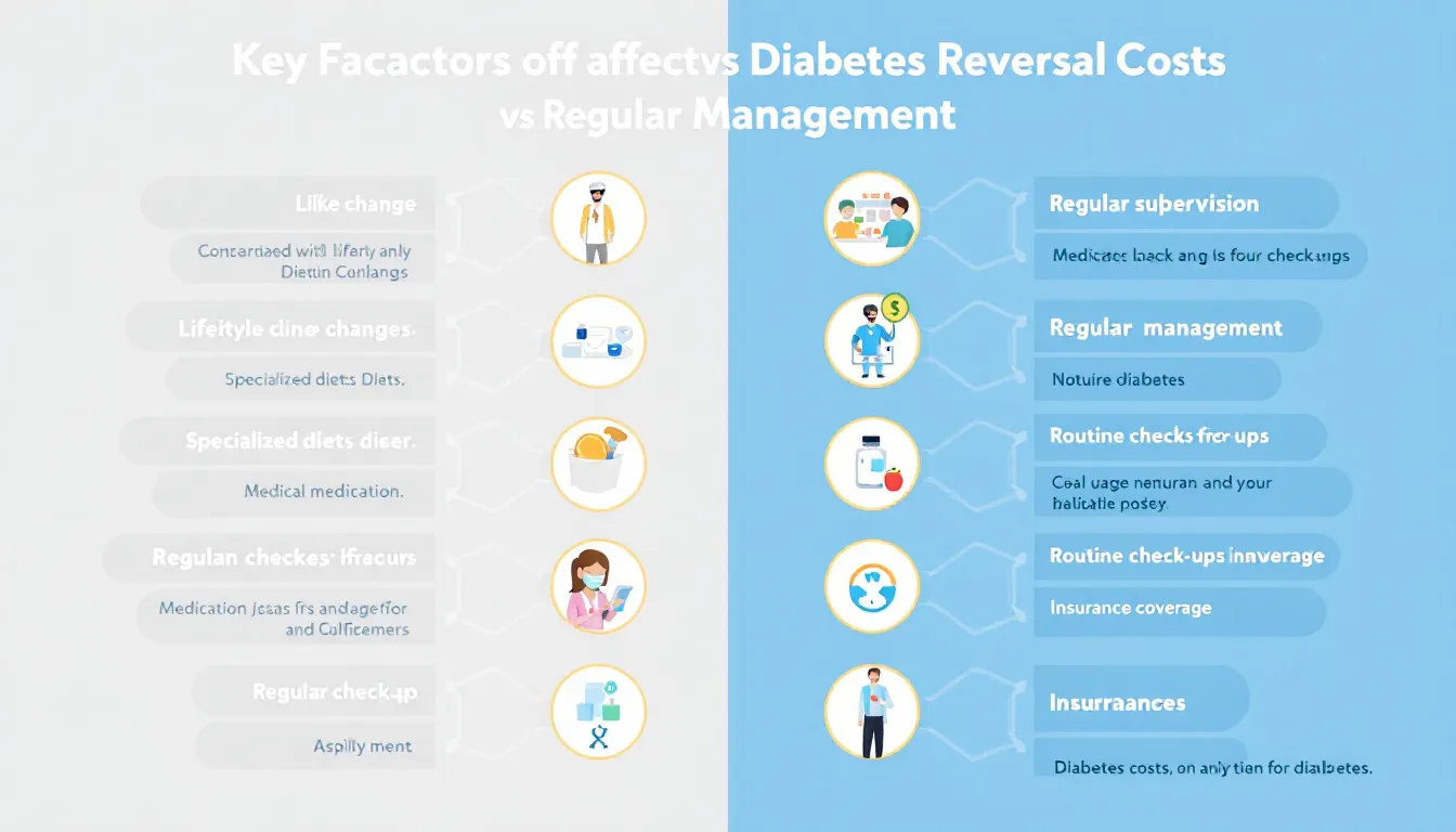 Which factors most strongly influence the cost of diabetes reversal compared to regular diabetes management?