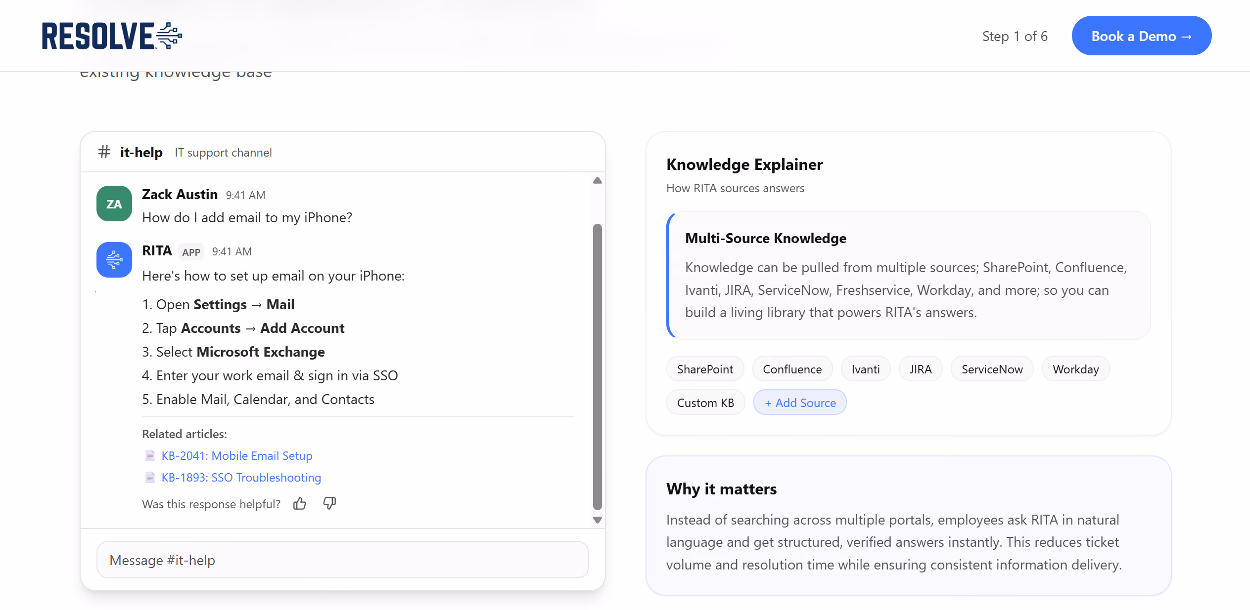 Screen shot of the Resolve Platform experience page.