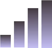 Vertical bar graph with four bars increasing in height from left to right on a purple gradient background.