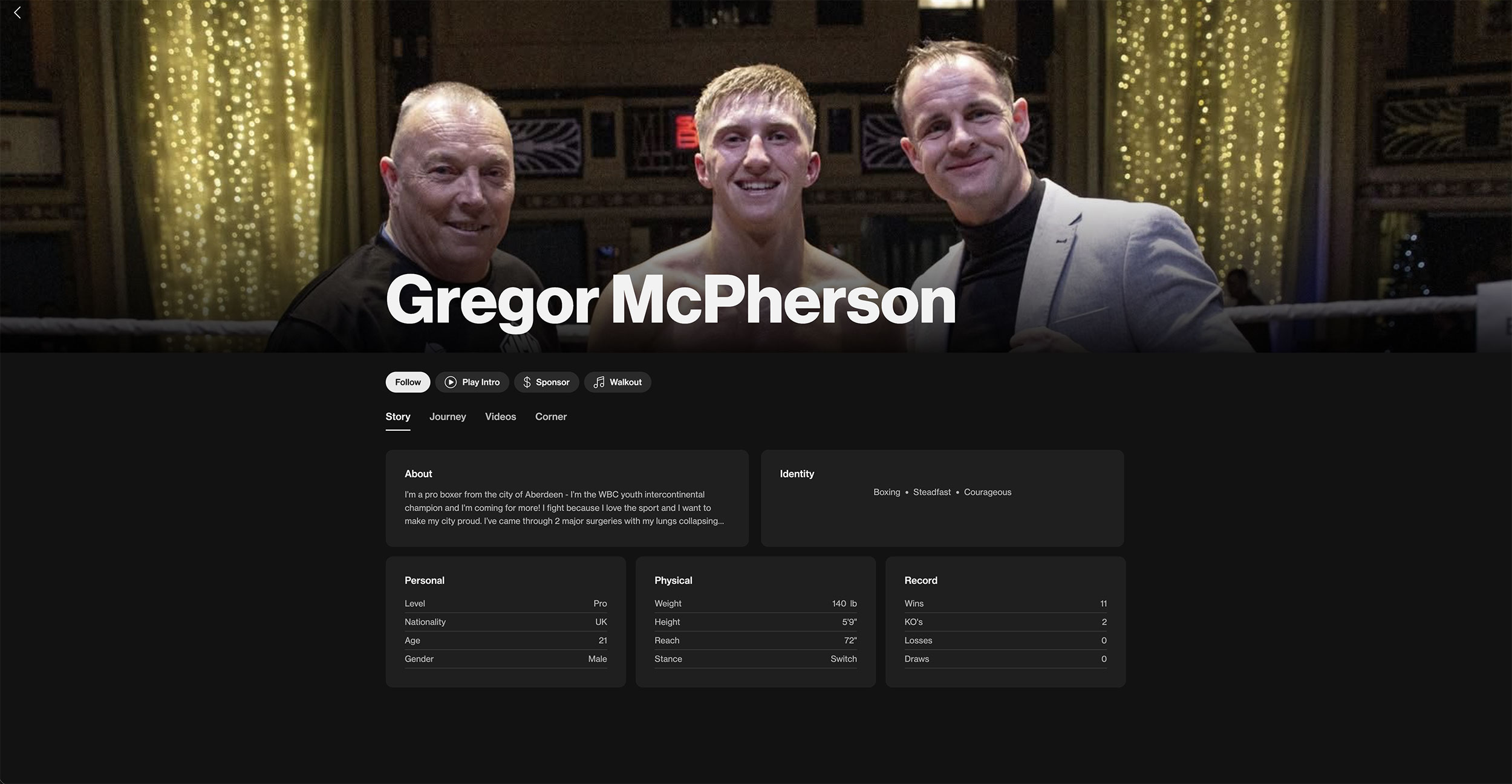 Gregor McPherson fighter profile on MyCorner