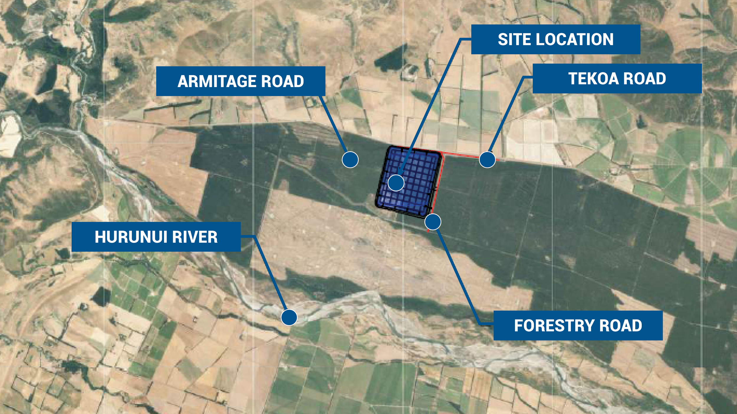 aerial map labelled showing the location  of the balmoral water storage pond