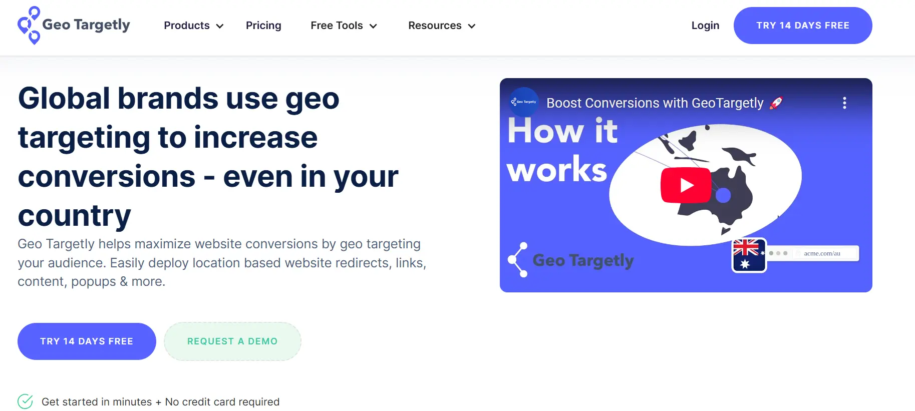 Geo Targetly homepage