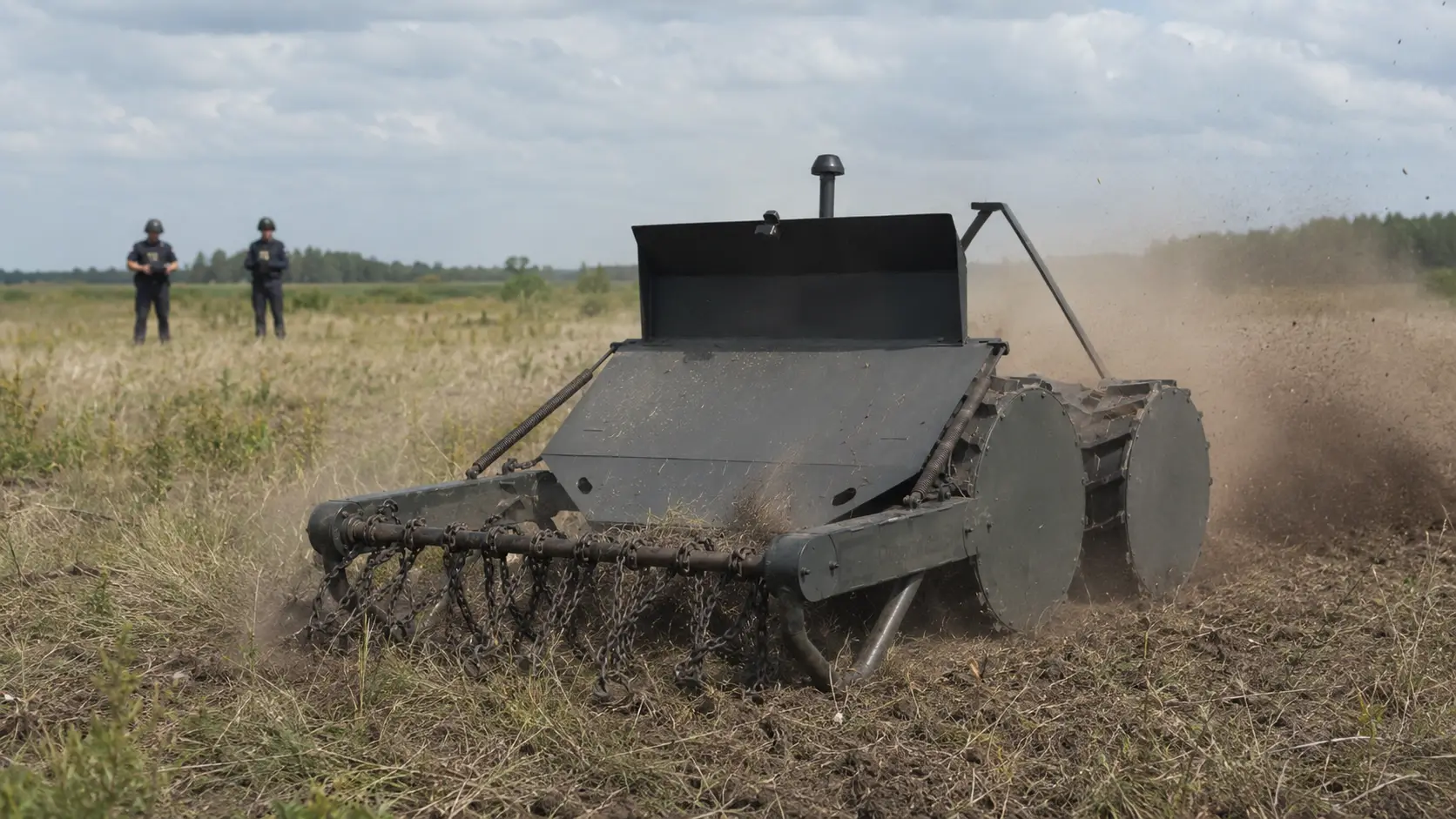 Машина механізованого розмінування проводить очищення потенційно небезпечної території