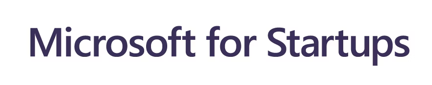 Microsoft for Startups wordmark logo in dark purple text.