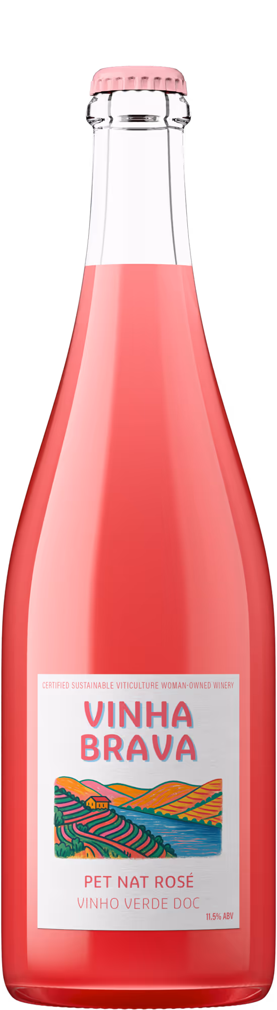 A Portuguese Rosé PetNat, elegantly packaged in a sparkling bottle sealed with a crown cap, brought to life through the creative power of Outshinery Lite.