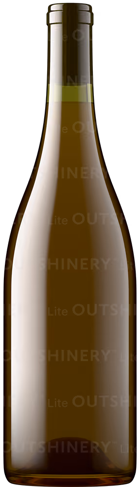 Wine bottle shot in antique green glass with salmon pink liquid, showing glass and wine color combination in Outshinery Lite