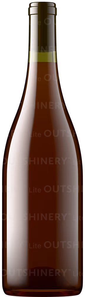 Wine bottle shot in antique green glass with deep pink liquid, showing glass and wine color combination in Outshinery Lite