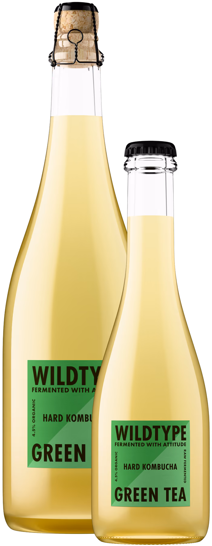 WildType Hard Kombucha bottle shot showing front label detail, pink glass beverage product photography by Outshinery Lite