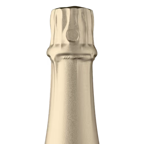 Sparkling foil soft gold tin capsule finish for wine bottle customization in Outshinery Lite