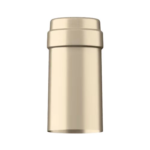 Shiny soft gold tin capsule finish for wine bottle customization in Outshinery Lite
