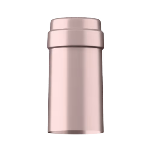 Shiny rose gold tin capsule finish for wine bottle customization in Outshinery Lite