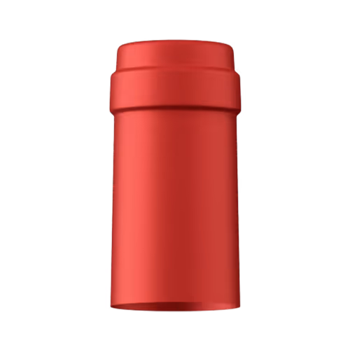 Satin bright red tin capsule finish for wine bottle customization in Outshinery Lite