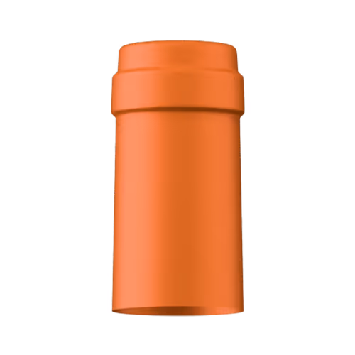 Satin bright orange tin capsule finish for wine bottle customization in Outshinery Lite