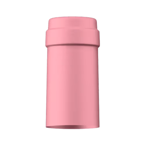 Satin blush tin capsule finish for wine bottle customization in Outshinery Lite