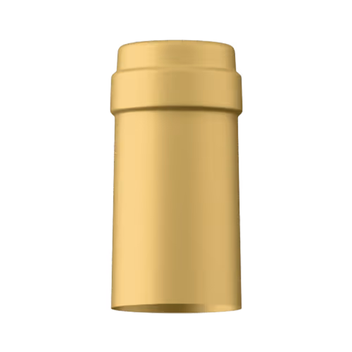 Satin gold tin capsule finish for wine bottle customization in Outshinery Lite