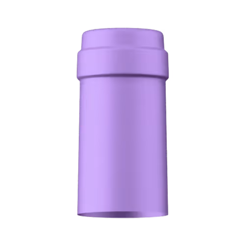 Satin lavender tin capsule finish for wine bottle customization in Outshinery Lite