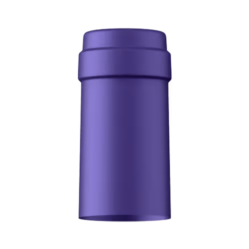 Satin indigo purple tin capsule finish for wine bottle customization in Outshinery Lite