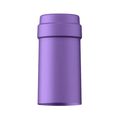 Satin royal purple tin capsule finish for wine bottle customization in Outshinery Lite
