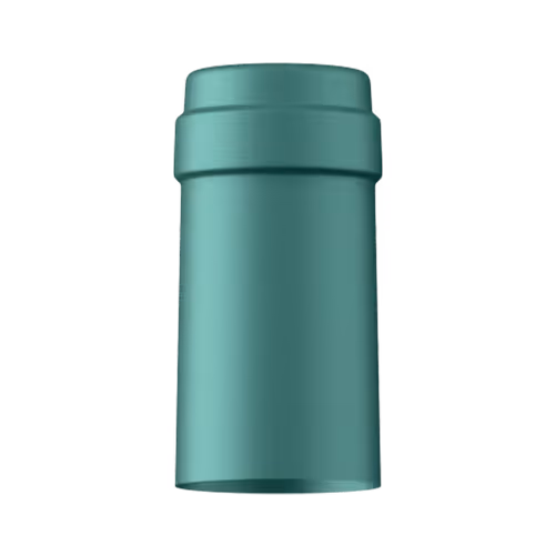 Satin sea green tin capsule finish for wine bottle customization in Outshinery Lite