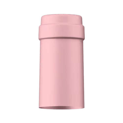 Satin pink tin capsule finish for wine bottle customization in Outshinery Lite