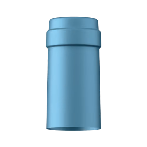 Satin teal blue tin capsule finish for wine bottle customization in Outshinery Lite