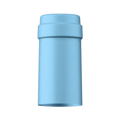 Satin sky blue tin capsule finish for wine bottle customization in Outshinery Lite