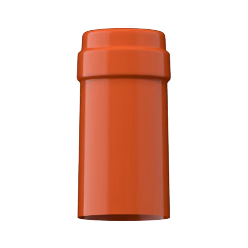Glossy burnt orange PVC capsule finish for wine bottle customization in Outshinery Lite