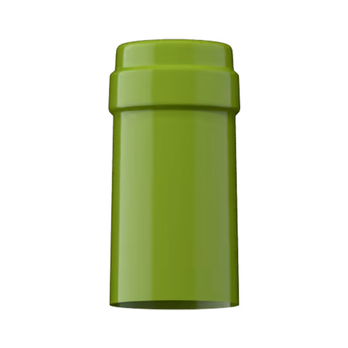 Glossy apple green PVC capsule finish for wine bottle customization in Outshinery Lite
