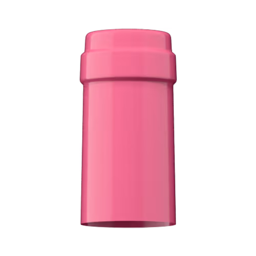 Glossy bright pink PVC capsule finish for wine bottle customization in Outshinery Lite