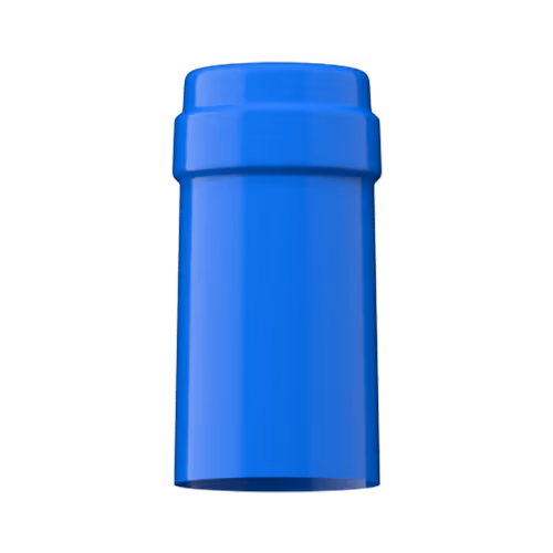 Glossy bright blue PVC capsule finish for wine bottle customization in Outshinery Lite