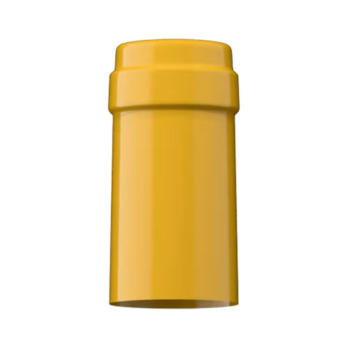 Glossy golden yellow PVC capsule finish for wine bottle customization in Outshinery Lite