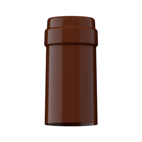 Glossy chestnut brown PVC capsule finish for wine bottle customization in Outshinery Lite