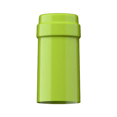 Glossy chartreuse green PVC capsule finish for wine bottle customization in Outshinery Lite
