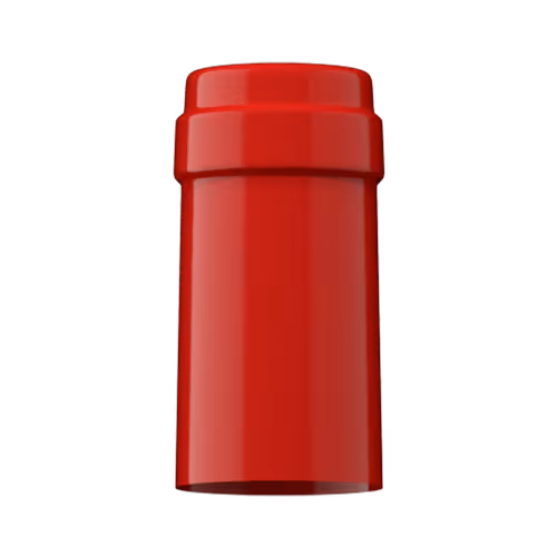 Glossy classic red PVC capsule finish for wine bottle customization in Outshinery Lite