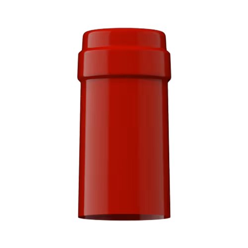 Glossy crimson PVC capsule finish for wine bottle customization in Outshinery Lite